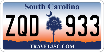 SC license plate ZQD933