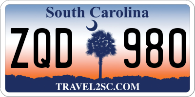 SC license plate ZQD980