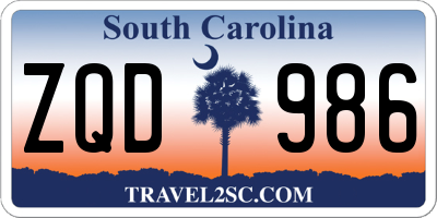 SC license plate ZQD986