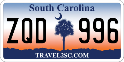 SC license plate ZQD996