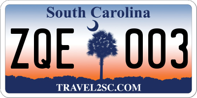 SC license plate ZQE003