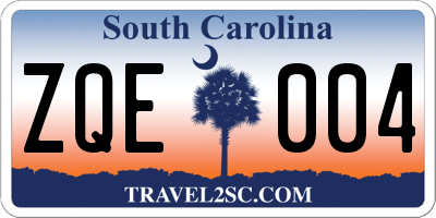 SC license plate ZQE004