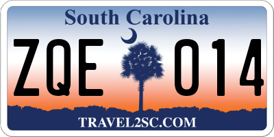 SC license plate ZQE014