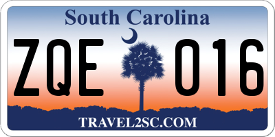 SC license plate ZQE016