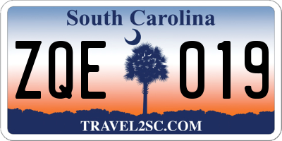 SC license plate ZQE019