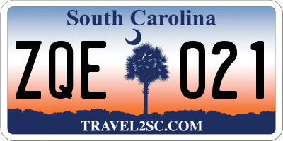 SC license plate ZQE021