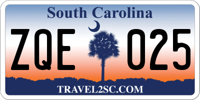 SC license plate ZQE025
