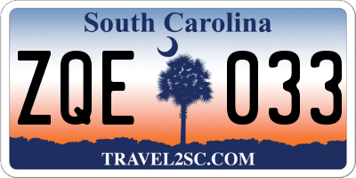 SC license plate ZQE033