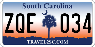 SC license plate ZQE034