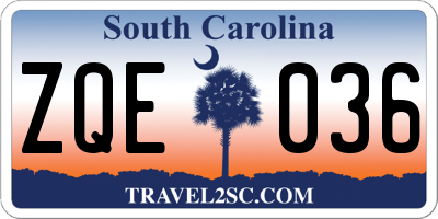 SC license plate ZQE036