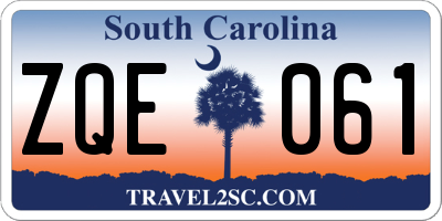 SC license plate ZQE061