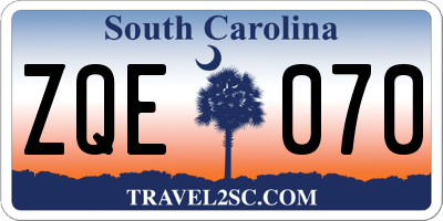 SC license plate ZQE070