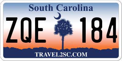 SC license plate ZQE184