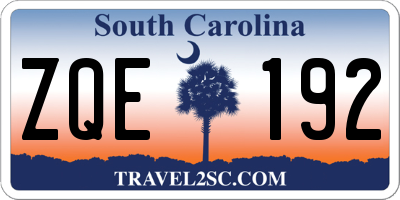 SC license plate ZQE192