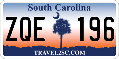 SC license plate ZQE196
