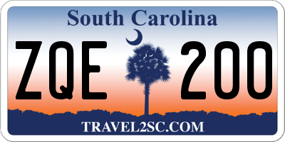 SC license plate ZQE200