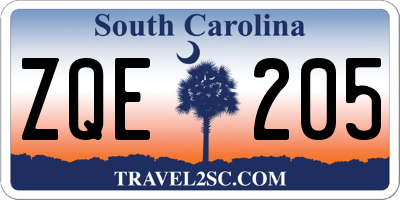 SC license plate ZQE205