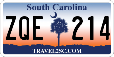 SC license plate ZQE214