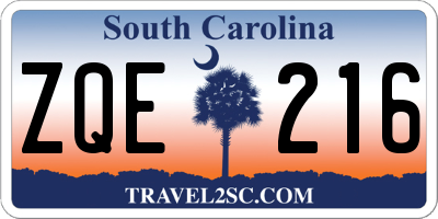 SC license plate ZQE216