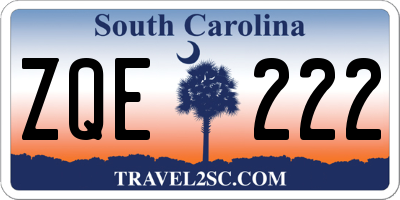 SC license plate ZQE222