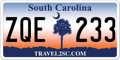 SC license plate ZQE233
