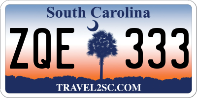 SC license plate ZQE333