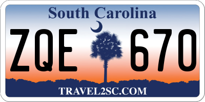 SC license plate ZQE670