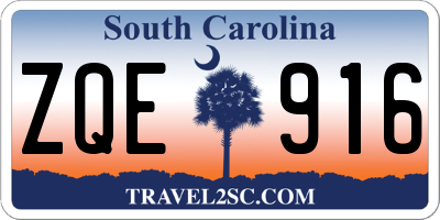SC license plate ZQE916