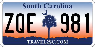 SC license plate ZQE981
