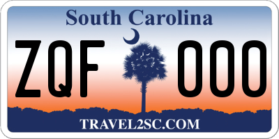 SC license plate ZQF000