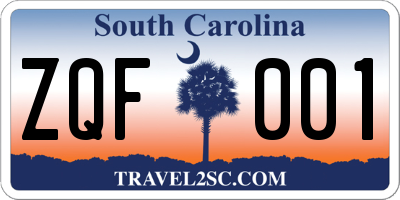 SC license plate ZQF001