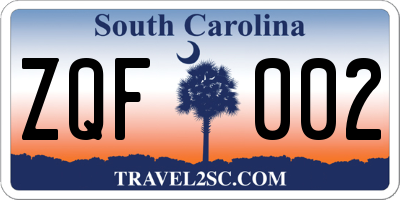 SC license plate ZQF002