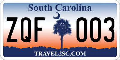 SC license plate ZQF003
