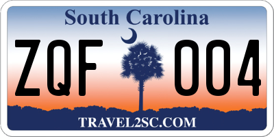 SC license plate ZQF004