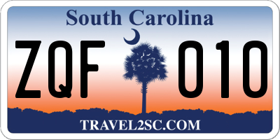 SC license plate ZQF010