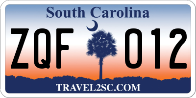 SC license plate ZQF012