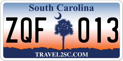SC license plate ZQF013