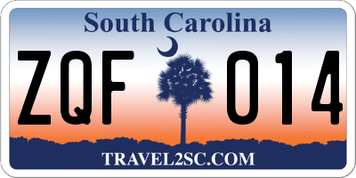 SC license plate ZQF014