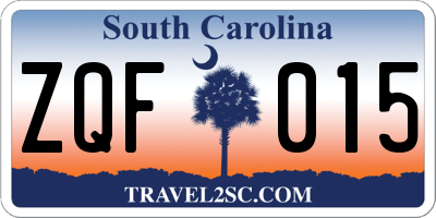 SC license plate ZQF015