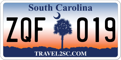 SC license plate ZQF019