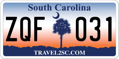 SC license plate ZQF031