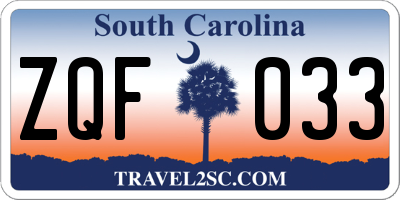 SC license plate ZQF033