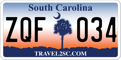 SC license plate ZQF034