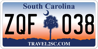SC license plate ZQF038