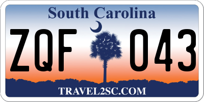 SC license plate ZQF043
