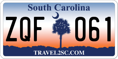 SC license plate ZQF061