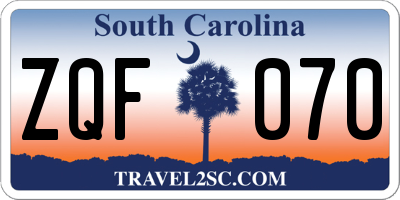 SC license plate ZQF070