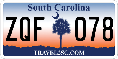 SC license plate ZQF078