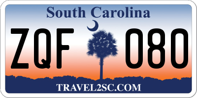 SC license plate ZQF080