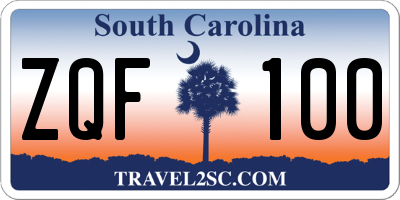 SC license plate ZQF100